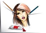 نقاشی زن ف آبرنگ قلم مو و مداد رنگ