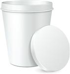 ظرف سطلی پلاستیکی وان پلاستیکی ماکت سفید باز شده برای دسر ماست بستنی خامه ترش یا میان وعده آماده برای طراحی شما وکتور بسته بندی محصول
