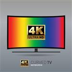 تلویزیون هوشمند چند رنگی با صفحه نمایش منحنی مدرن 4k فوق اچ دی با مقایسه اندازه نمادها وکتور