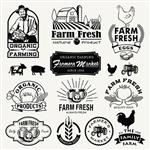 مجموعه لوگوهای مزرعه برچسب ها آرم ها نشان ها نمادها اشیاء و عناصر تازه