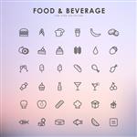 حداقل نمادهای کلی غذا و نوشیدنی در زمینه گرادیان