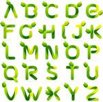 حروف الفبای انگلیسی اکولوژی با مجموعه برگ بردار طرح الگو عنصری را برای برنامه یا شرکت محیط زیست شما تشکیل می دهد