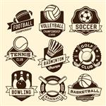 مجموعه لوگو تایپ های ورزشی عناصر طراحی ورزشی آرم ها نشان ها برچسب ها نمادها و اشیاء