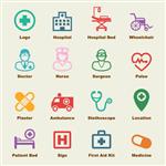 عناصر بیمارستان نمادهای اینفوگرافیک وکتور