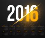 تصویر تقویم سال جدید 2016 با اثر انفجار پس زمینه وکتور سال نو مبارک