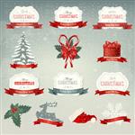 مجموعه ای از نمادهای کریسمس و عناصر طراحی وکتور