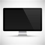 مانیتور مشکی دقیق واقع گرایانه به سبک imac جدا شده در پس زمینه خاکستری وکتور