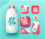 مجموعه بطری شیر و مربا کارت ویزیت برچسب و نشان