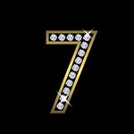 علامت فلز طلایی شماره هفت با الماس لوکس سلطنتی ثروت نماد زرق و برق وکتور