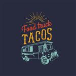 لوگو tacos وکتور لوگوی کامیون غذای قدیمی نشان آرم کامیون د کامیدا با دست کشیده شده رترو علامت ماشین اسنک هیپستر نماد