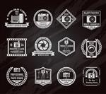 مجموعه نمادهای تخته سیاه صنعت po با نمادهای قدیمی و مدرن تجهیزات دیجیتال وکتور جدا شده مسطح