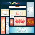 مجموعه پست و هدر خلاقانه در رسانه های اجتماعی با عناصر شیک برای جشن سال نو مبارک
