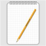 دفترچه یادداشت مارپیچی مارپیچی خالی مداد سربی و خودکار سفید جدا شده روی وکتور سفید ماکت نمایش برای هویت سازمانی و اشیاء تبلیغاتی