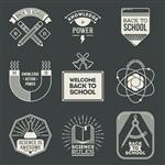 طراحی رترو نشان های لوگوی مدرسه و مجموعه علوم وکتور عناصر وینتیج