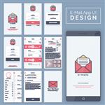 طرح‌بندی قالب UI UX و GUI برنامه E-Mail Mobile App