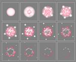 ورق اسپرایت فریم های انیمیشن افکت ویژه انفجار آتش صورتی صورتی فریم های انفجار گلوله آتشین سمی برای انیمیشن های فلش در بازی ها ویدئوها و کارتون ها