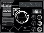 آینده انتزاعی مفهوم بردار رابط کاربری لمسی گرافیکی مجازی آبی آینده‌نگر HUD برای وب سایت برنامه های تلفن همراه جدا شده در پس زمینه سیاه تکنو طراحی آنلاین تجارت رابط کاربری رابط کاربری