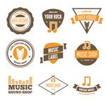 مجموعه ای از عناصر لوگو تایپ برداری برچسب ها نشان ها و شبح ها برای فروشگاه موسیقی