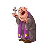 وکتور رنگارنگ یک کشیش کاتولیک کارتونی عصبانی که دیوانه عمل می کند