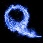 حروف Q از چراغ شعله سوزان
