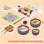 تصویر مفهوم غذای ژاپنی اطلاعات گرافیکی در گرافیک سه بعدی ایزومتریک