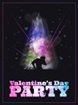 پوستر جشن روز ولنتاین با قلب دی جی لیزر پس زمینه رنگ تیره