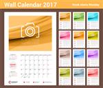 الگوی برنامه ریز تقویم دیواری برای سال 2017 ست 12 ماهه وکتور الگوی طراحی لوازم التحریر هفته از دوشنبه شروع می شود