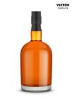 وکتور بطری کنیاک ویسکی یا براندی جدا شده در زمینه سفید ماکت بطری شیشه ای برای تبلیغات ارائه طرح