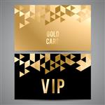 کارت های VIP طرح مشکی و طلایی الگوهای تزئینی مثلثی