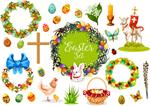 نمادهای تعطیلات عید پاک با تخم مرغ خرگوش مرغ