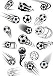 توپ فوتبال و یا فوتبال با مسیرهای حرکتی در سیاه و سفید برای نشان های ورزشی لوگو و طراحی طلایی