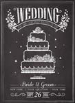 کارت دعوت عروسی کیک عروسی دست چپ بر روی تخته سیاه