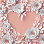 3d render digital illustration blush pink orange paper flowers floral background bridal bouquet wedding quilling Valentine