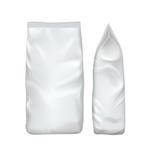بسته بندی های سفارشی جدا شده بر روی زمینه سفید کیسه فنجان غذا برای قهوه چیپس قالب بسته مدل 3D واقع بینانه الگو بسته پلاستیکی آماده برای طراحی تصویر راکت