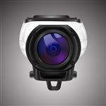 دوربین فیلمبرداری سفیدپرداز با لنزهای آبی طراحی شده مانند یک چشم از ربات لنز چشم ماهی تصویر برداری جدا شده در پس زمینه خاکستری