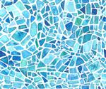 بافت موزاییک بدون درز پس زمینه برداری کلاسیکوپ آبی الگوی هندسی آبرنگ اثر شیشه ای رنگ شده