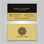 طرح خلاق تجاری کارت سبک اسلامی نمونه های جلو و عقب قالب های لوکس در رنگ های کلاسیک طرح خالی برای ایده شما