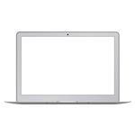 مدل MacBook Air لپ تاپ با صفحه نمایش خالی نمایش جلو نوت بوک جدا شده بر روی زمینه سفید برای ارائه طرح های خود مفید است تصویر برداری