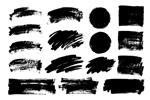 مجموعه بردار از سکته قلم مو هنری گرانج عناصر طراحی بافت برس پس زمینه سیاه و سفید خالی قاب برای متن یا نقل قول
