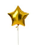 یک ستاره فلزی طلای بزرگ ستاره بزرگ گلوله ای برای روز تولد جدا شده بر روی زمینه سفید