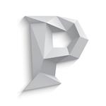 تصویر برداری از 3d نامه P در پس زمینه سفید طراحی لوگو یا آیکون عنصر الگو چکیده علامت سبک پلی کم عنصر فونت چند ضلعی با سایه نماد اریگامی تزئینی