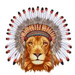 پرتره شیر در کلاه پادشاه جنگ تصویر دست کشیده شده به صورت دیجیتال رنگی
