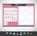 تقویم دیوار مه 2016 با مشاهده آب و هوا قالب بردار آب و هوا مجله دفتر خاطرات آب و هوا با تصاویر و جدول درجه حرارت هواشناسی تقویم