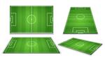 فوتبال میدان فوتبال اروپا در نقطه نظر چشم انداز متفاوت جدا شده بردار تصویر زمینه سبز فوتبال برای بازی