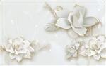 پوستر دیواری سه بعدی گل های هلندی سفید زیبا