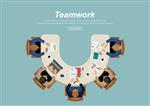 جلسه تجاری و طوفان مغزی ایده و مفهوم کسب و کار برای کار گروهی قالب وکتور قالب اینفوگرافیک با افراد و تیم
