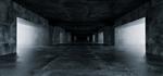 اتاق های تونل زیرزمینی بتونی با انعکاسهای تاریک مدرن و خالی ظریف و زیبا