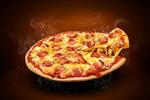 بروشور و پوستر تبلیغاتی افقی برای منوی پیتزا فروشی رستوران با طعم خوشمزه پیتزا فلفلی و برش پنیر موزارلا و کپی فضا برای متن تبلیغی خود
