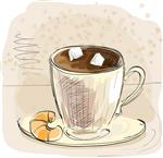 فنجان قهوه قهوه را با شکر طرح کنید