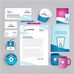 کلینیک دندانپزشکی مطب داروهای دهان و دندان الگوی هویت سازمانی دندانپزشکی با آرم انتزاعی رنگارنگ وکتور شرکت وکتور برای کتاب و راهنمای راهنما مستندات مربوط به تجارت